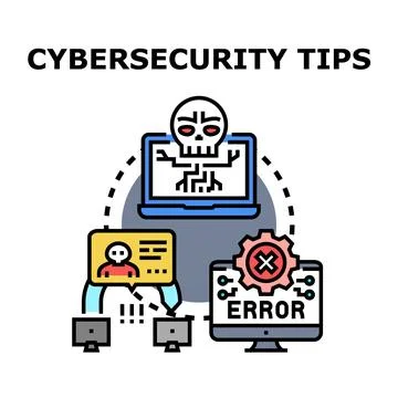 Cybersecurity tips for data protection and online safety Stock Illustration