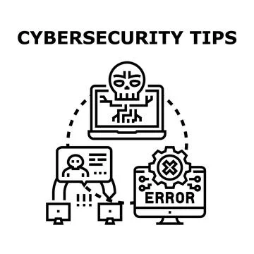 Cybersecurity tips for data protection and online safety Stock Illustration