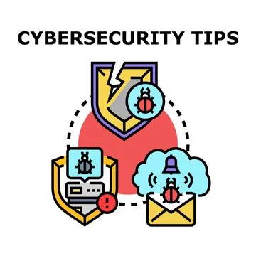 Cybersecurity tips preventing digital threats and data breaches Stock Illustration