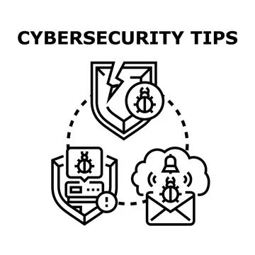 Cybersecurity tips preventing digital threats and data breaches Stock Illustration