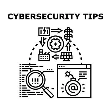 Cybersecurity tips protecting digital data from threats Stock Illustration