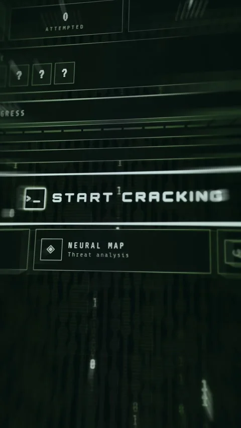 Cybersecurity tool UI with Start Cracking action button pressed Stock Footage 335882976