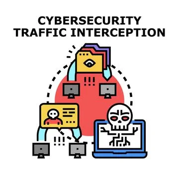 Cybersecurity traffic interception concept illustrating data monitoring イラスト素材