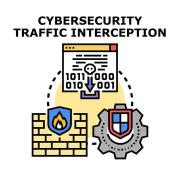 Cybersecurity traffic interception protecting data during network access 库存插图