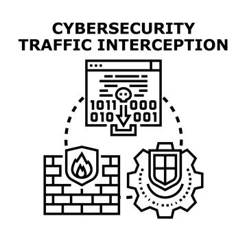 Cybersecurity traffic interception protecting data during network access 스톡 일러스트