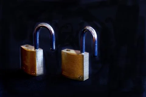 Cybersecurity unlocked padlocks Stock Photos