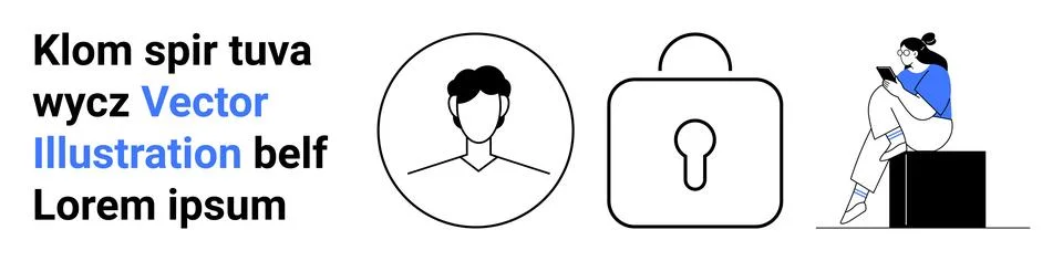 Cybersecurity, user authentication, data privacy, personal identity, mobile t Stock Illustration