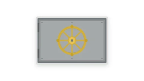 Cybersecurity Vault Safe Door with Polished Brass Wheel and Retracting Lock.. Stock Footage 346611371