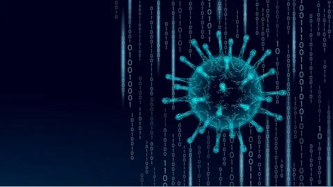 Cybersecurity virus digital. Binary code data stream. Network protection data Stock Illustration