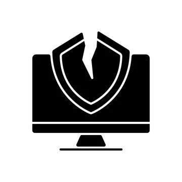 Cybersecurity vulnerability black glyph icon Stock Illustration