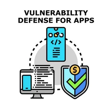 Cybersecurity vulnerability defense protecting software applications Illustrazione stock