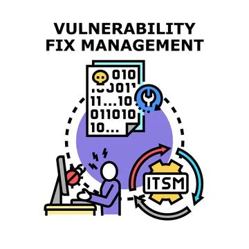 Cybersecurity vulnerability fix management it service concept Stock Illustration