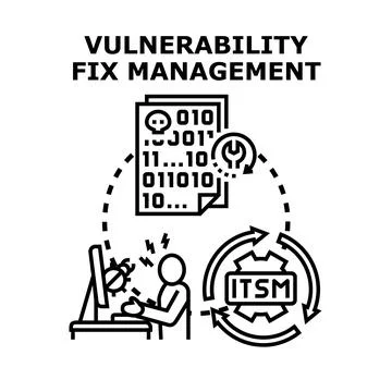 Cybersecurity vulnerability fix management it service concept 스톡 일러스트