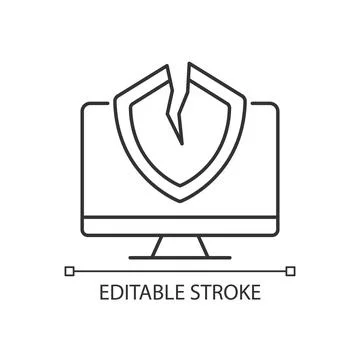 Cybersecurity vulnerability linear icon 스톡 일러스트