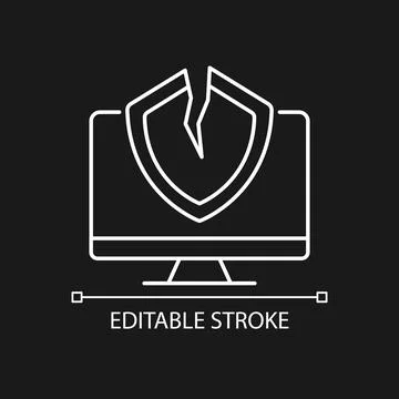 Cybersecurity vulnerability white linear icon for dark theme Stock Illustration