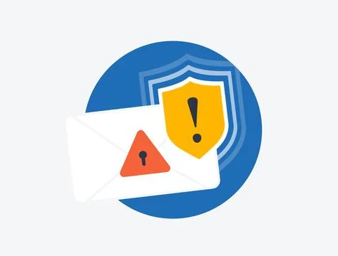 Cybersecurity warning about email threat with shield and alert icon. User data Stock Illustration
