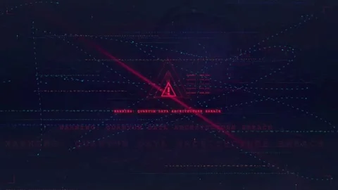 Cybersecurity Warning Alert with Rotating Laser Beams on Digital Technology Stock Footage 341073968