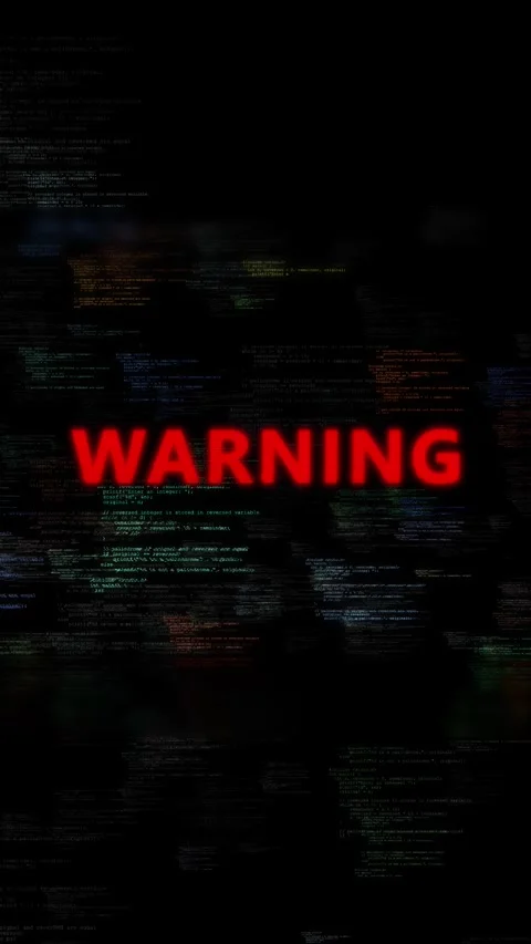 Cybersecurity Warning Glitch Effect on Digital Code Background Stock Footage 315382858