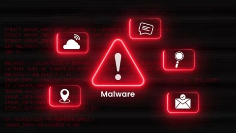 Cybersecurity warning icon featuring network error animation Stock Footage 345950104