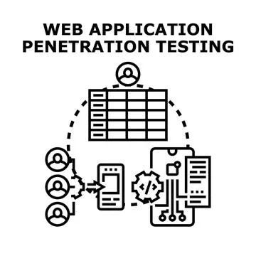 Cybersecurity web application penetration testing security concept Stockillustratie