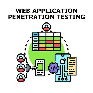 Cybersecurity web application penetration testing security concept Illustrazione stock