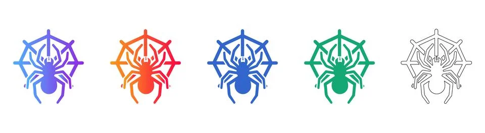 Cybersecurity Web Spider Icon Set イラスト素材