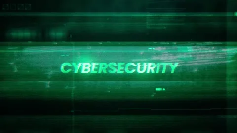 Cybersecurity Word on Noise Glitch Error technology futuristic data backgrou Stock Footage 343028368