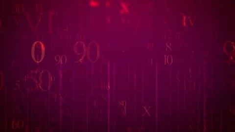 A cyberspace 3d rendering of falling numbers and letters in the light violet  스톡 일러스트