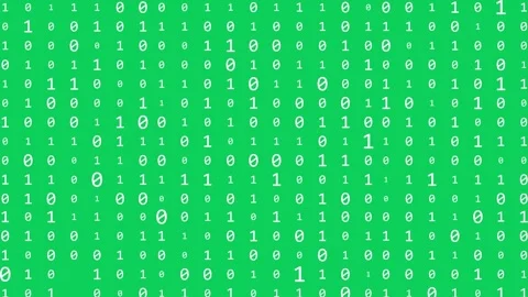 Cyberspace binary matrix digital bits 0 1 code technology rain green screen.. Video stock 301591648