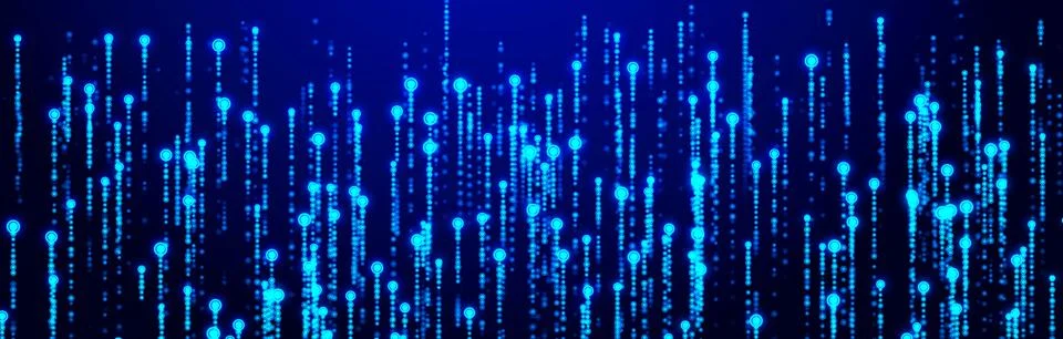 Cyberspace with blue digital falling lines. Geometric flow in cyberspace. Hig Stock Illustration