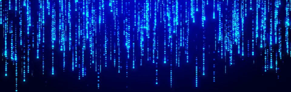 Cyberspace with blue digital falling lines. Geometric flow in cyberspace. H.. Stock Illustration