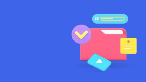 Cyberspace cloud computing data storage document folder multimedia content .. Stock Illustration