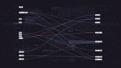Cyberspace coding and programming virtual communications and data exchange, v Stock Illustration