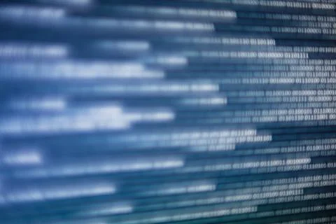 Cyberspace data transfer concept. Blue binary code.  computer Computer AI int Stock Photos