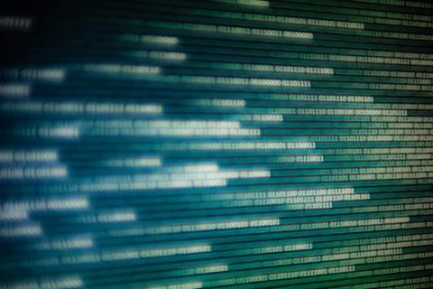 Cyberspace data transfer concept. Blue binary code.  computer Computer AI int Foto stock