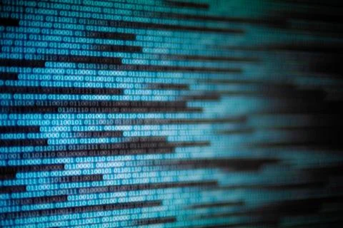 Cyberspace data transfer concept. Blue binary code.  computer Computer AI int Foto stock