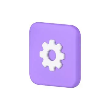 Cyberspace development setting cog mechanism purple squared button isometri.. Stock-Illustration