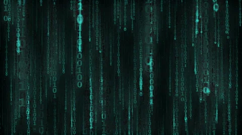 Cyberspace with digital falling lines, binary hanging chain - seamless loop Vídeos de archivo 60223304