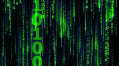 Cyberspace with digital falling lines, binary hanging chain - seamless loop Stock Footage 63567494