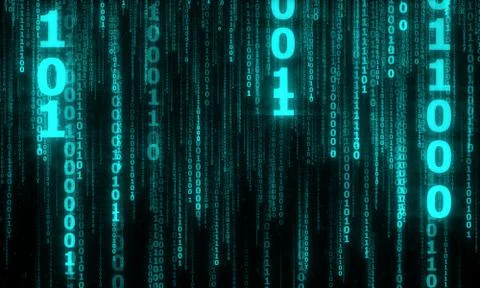 Cyberspace with digital falling lines, binary hanging chain Stock Illustration