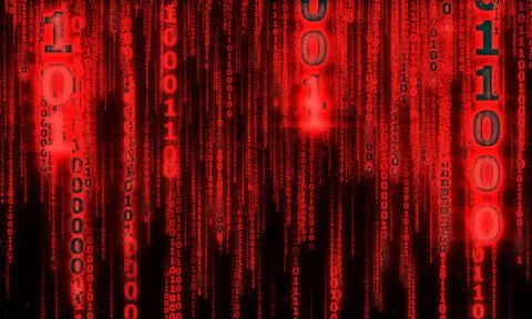 Cyberspace with digital falling lines, binary hanging chain イラスト素材