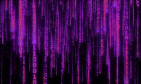 Cyberspace with digital falling lines, binary hanging chain Stock Illustration