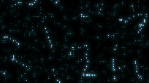 Cyberspace digital world random numbers. Flying through futuristic electronic Stock Footage 113600934