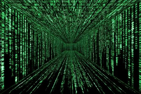 Cyberspace falling codes corridor 库存插图