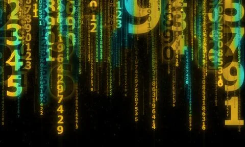 Cyberspace with falling digital lines, isolated on black Stockillustratie