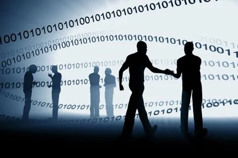 Cyberspace hand shake Stock Illustration