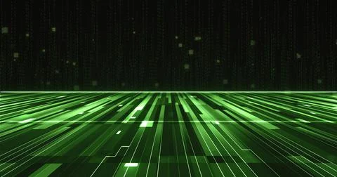 Cyberspace landscape with binary code on the background 库存插图