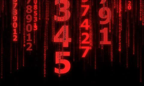 The cyberspace with many sparkling falling lines numbers Stockillustratie