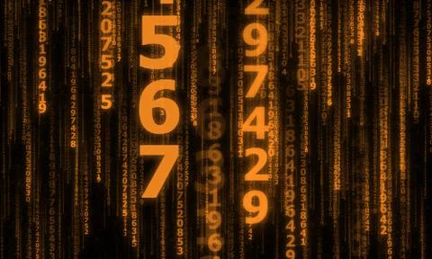 The cyberspace with many sparkling falling lines numbers Stock Illustration