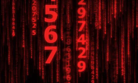 The cyberspace with many sparkling falling lines numbers Illustrazione stock